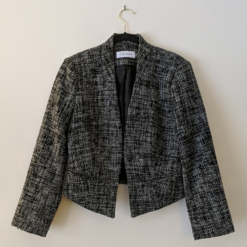 Calvin Klein Tweed Cropped Blazer